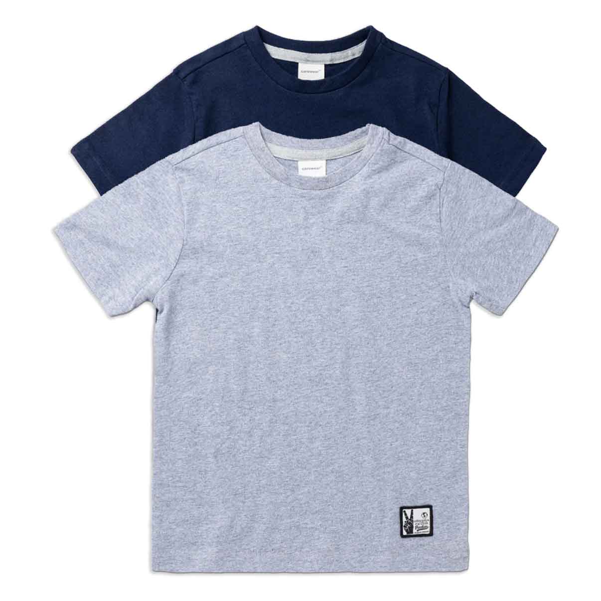 Kids Round Neck T-Shirt Combo x 2 (4 - 14 Years) - Navy / Grey Melange