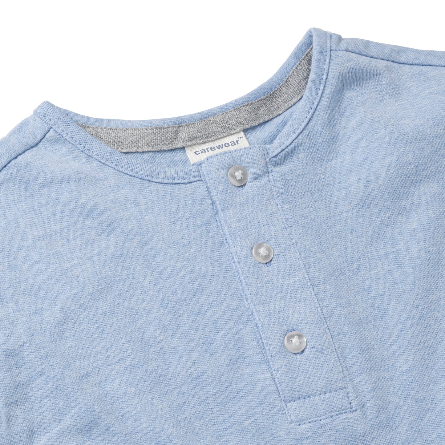 Kids Henley T-Shirt (4 - 14 Years) - Sky Blue Melange