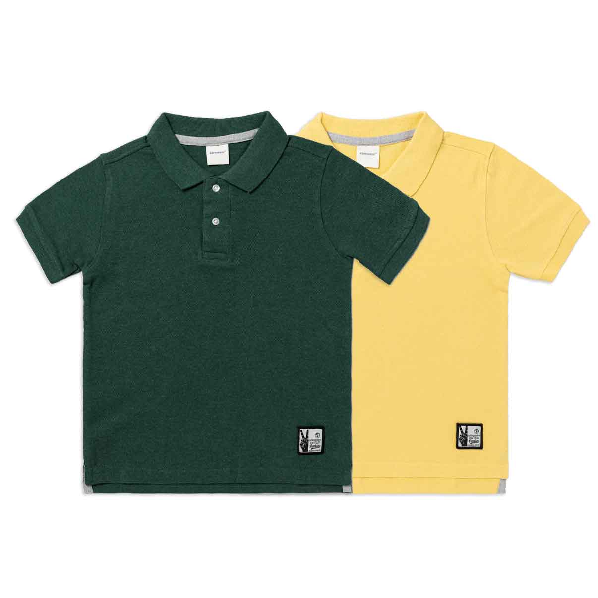 Kids Polo Combo x 2 (4 - 14 Years) - Forest Green Melange / Sunlight Yellow