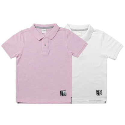 Kids Polo Combo x 2 (4 - 14 Years) - White / Pink