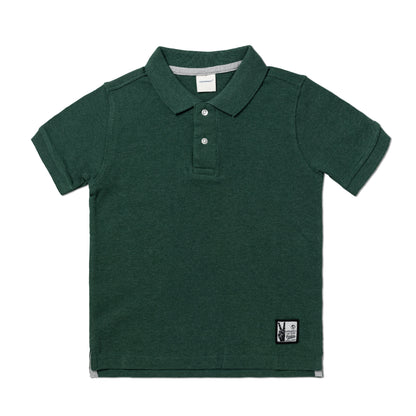 Kids Polo T-Shirt (4 - 14 Years) - Forest Green Melange