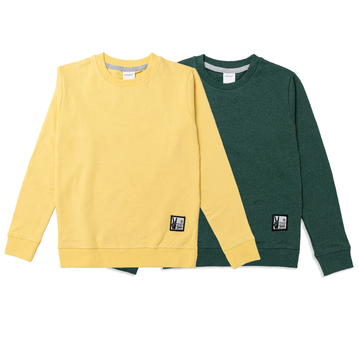 Kids Sweatshirt Combo x 2 (4 - 14 Years) - Forest Green Melange / Sunlight Yellow