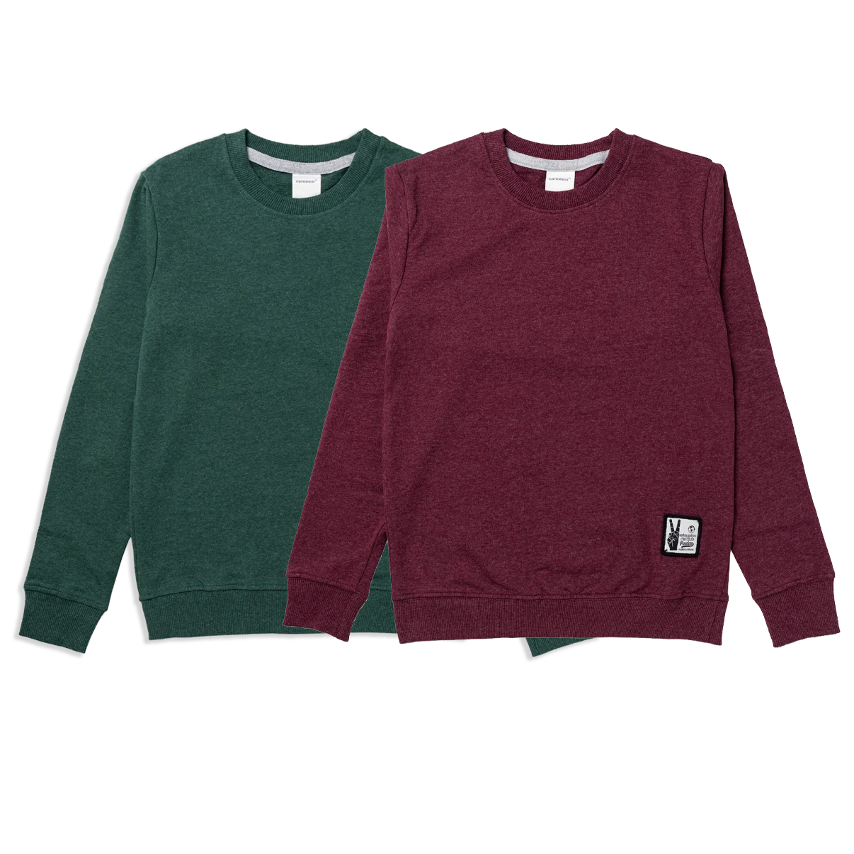 Kids Sweatshirt Combo x 2 (4 - 14 Years) - Maroon Melange / Forest Green Melange