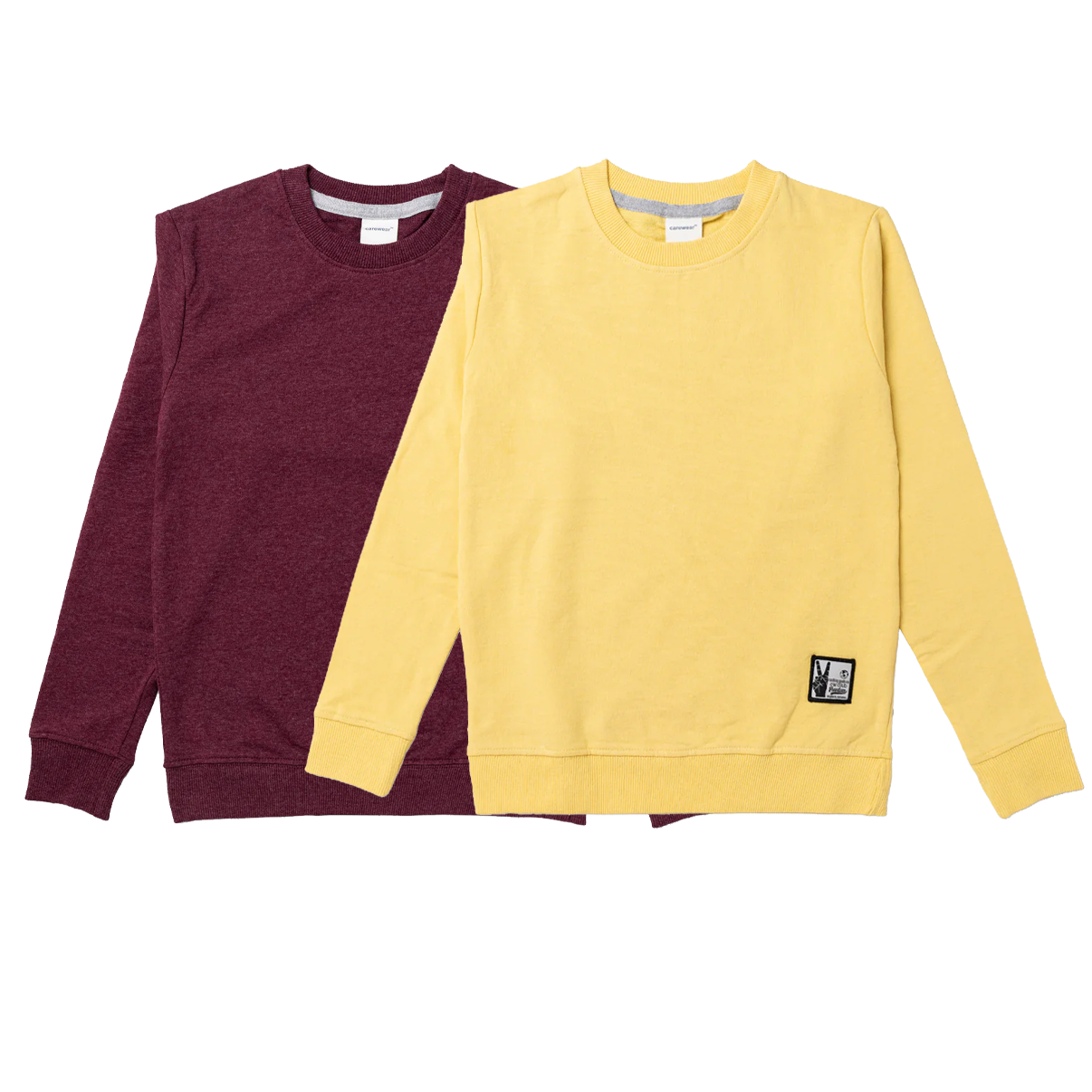 Kids Sweatshirt Combo x 2 (4 - 14 Years) - Maroon Melange / Sunlight Yellow - FESTIVE 20